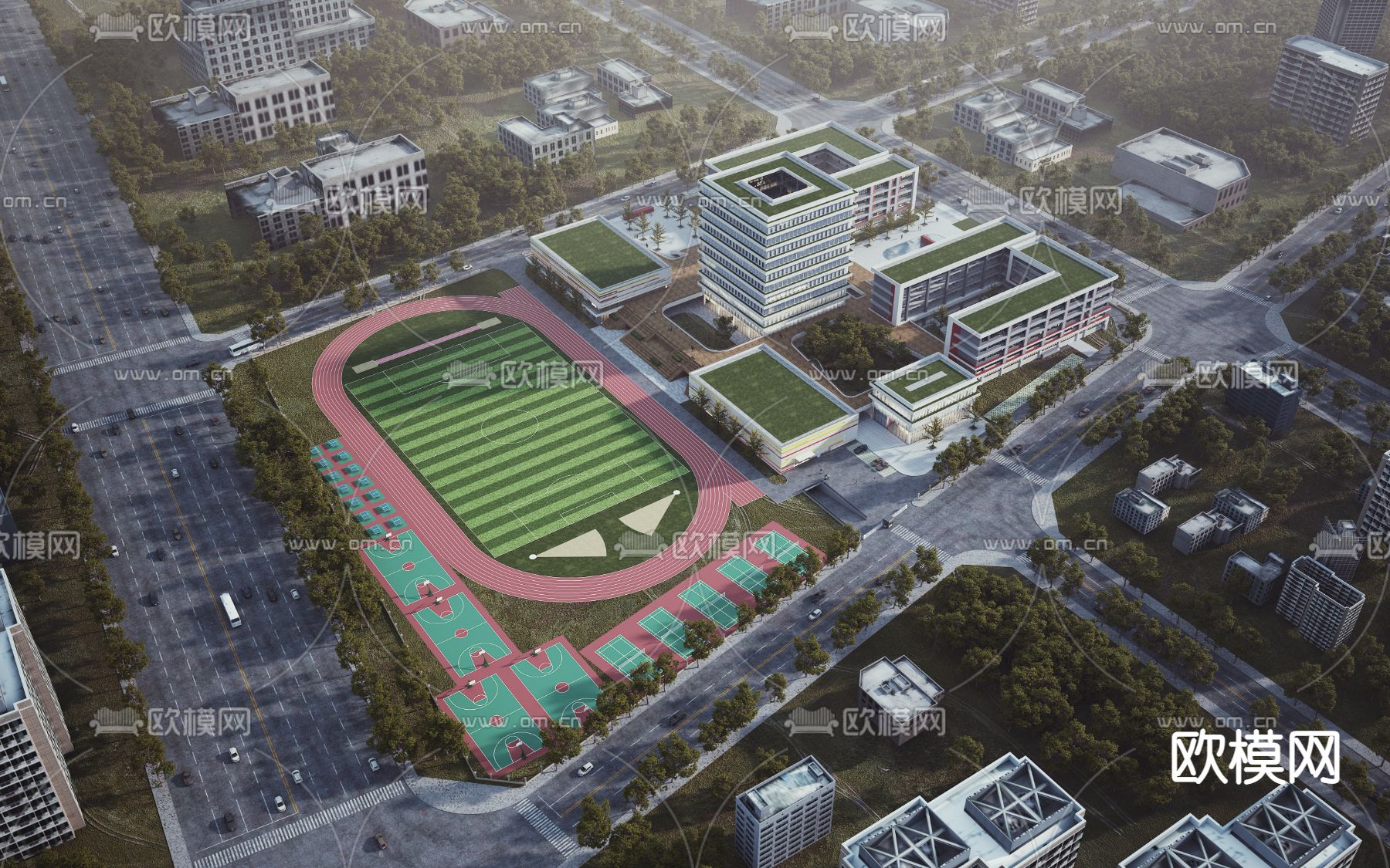学校鸟瞰3d模型下载
