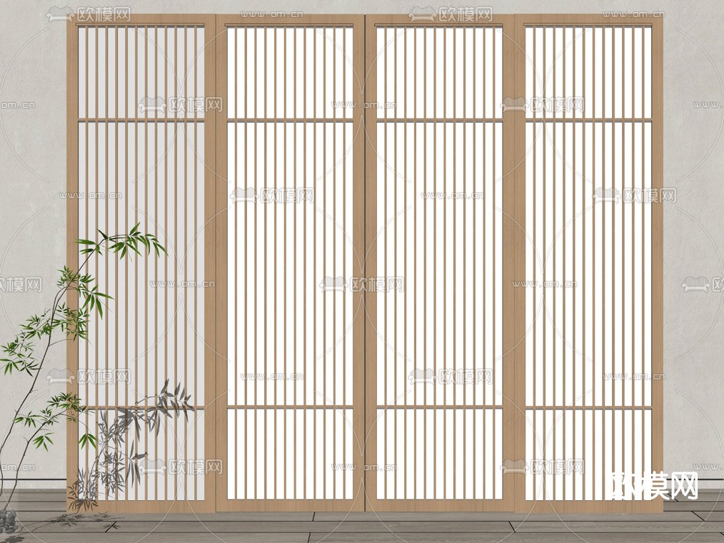 日式格栅衣柜su模型下载_ID12209740_sketchup模型下载-欧模网
