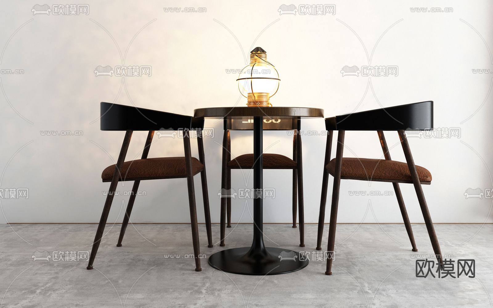 工业风休闲桌椅su模型下载（渲染图1）