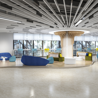  现代办公室 休闲区su模型 