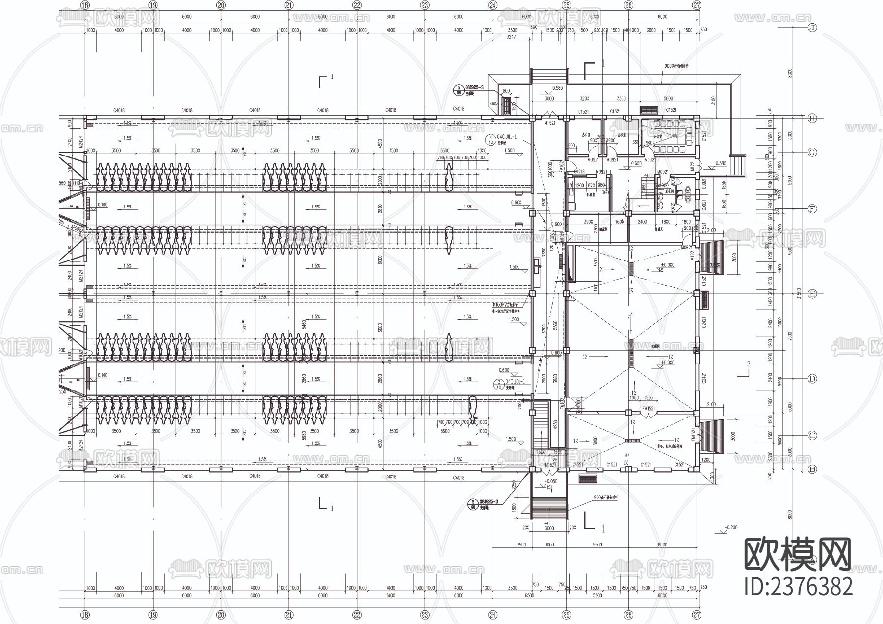 牧场挤奶厅CAD施工图下载（渲染图2）