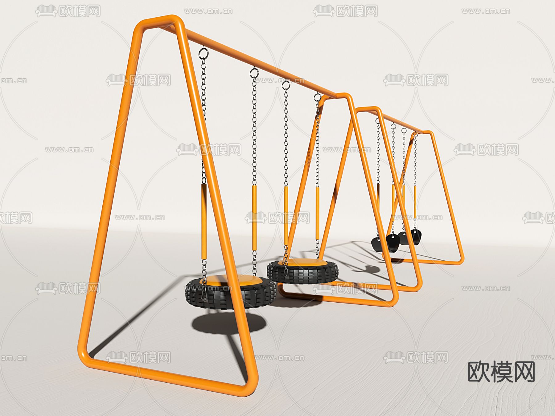 轮胎秋千 游乐设施su模型下载（渲染图1）