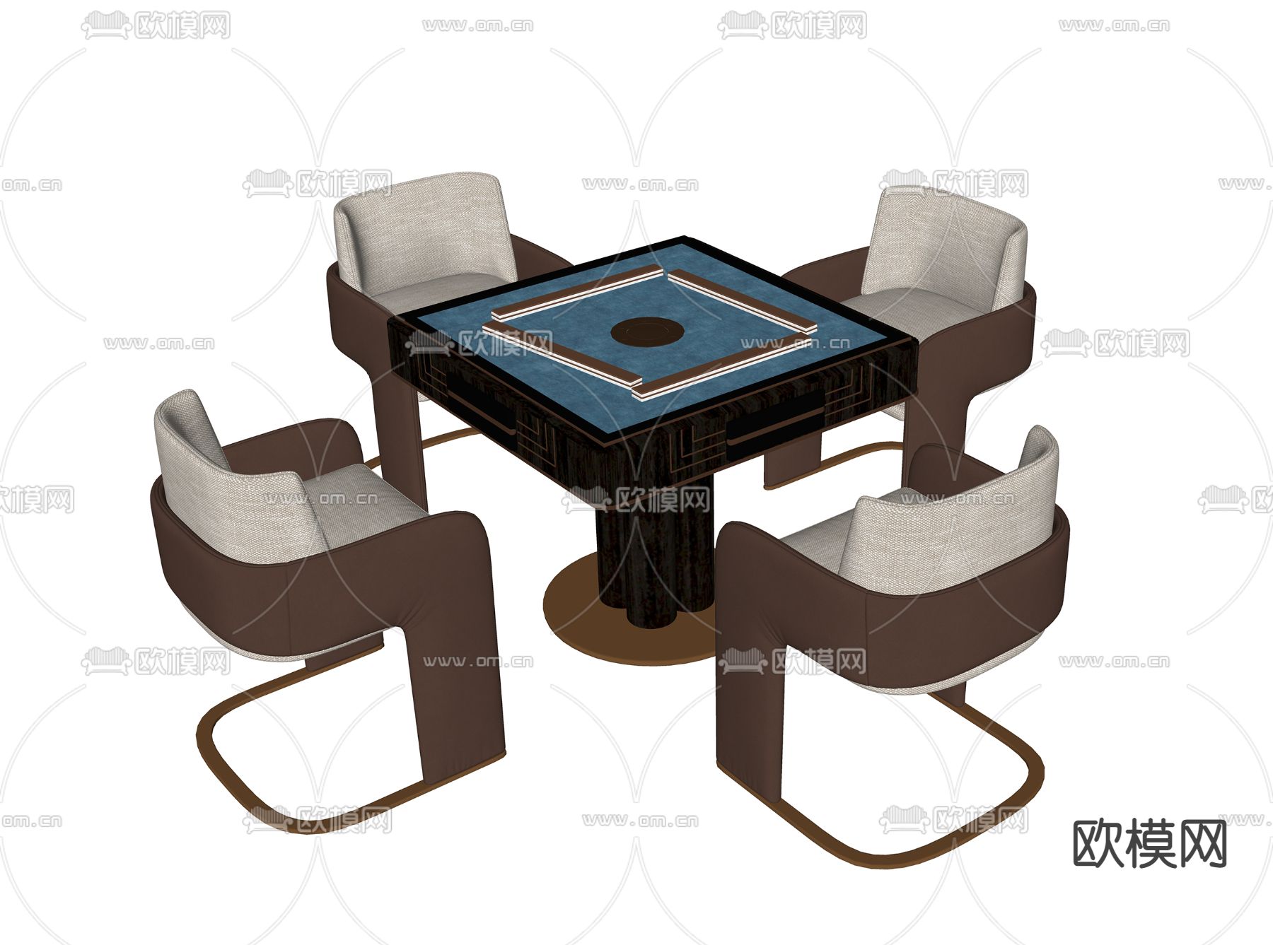 现代麻将桌椅su模型下载