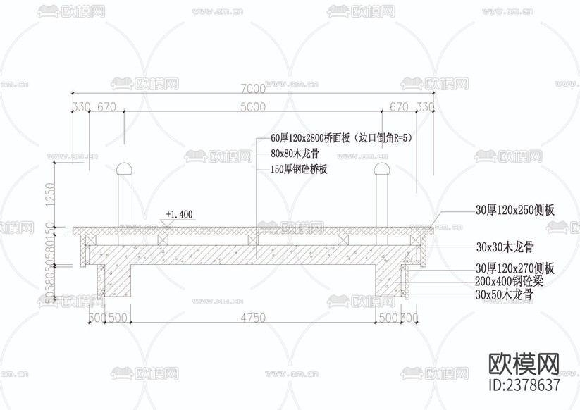 钢筋混凝土CAD施工图下载(渲染图1)