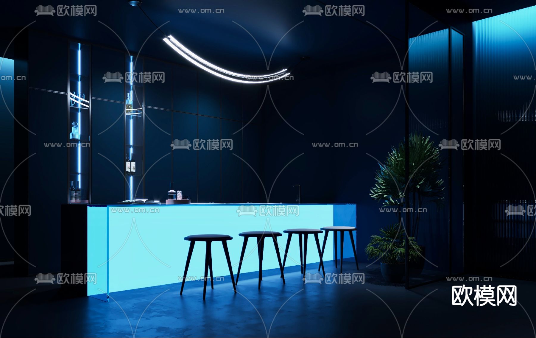 克莱因蓝水吧台3d模型