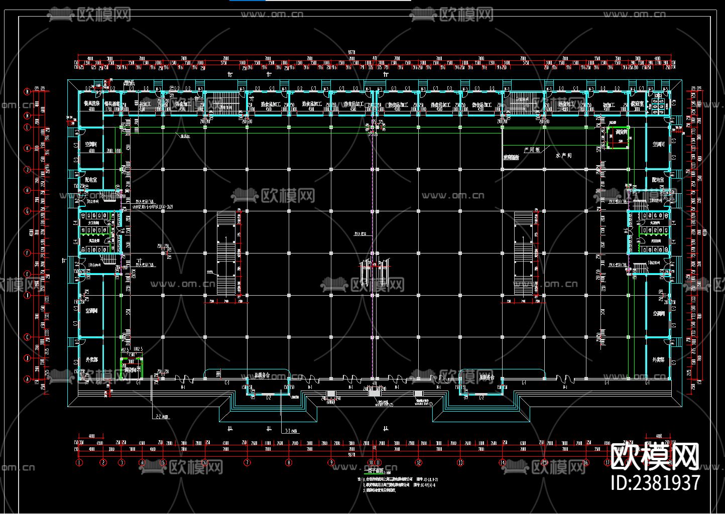 美食城建筑CAD施工图下载（渲染图3）