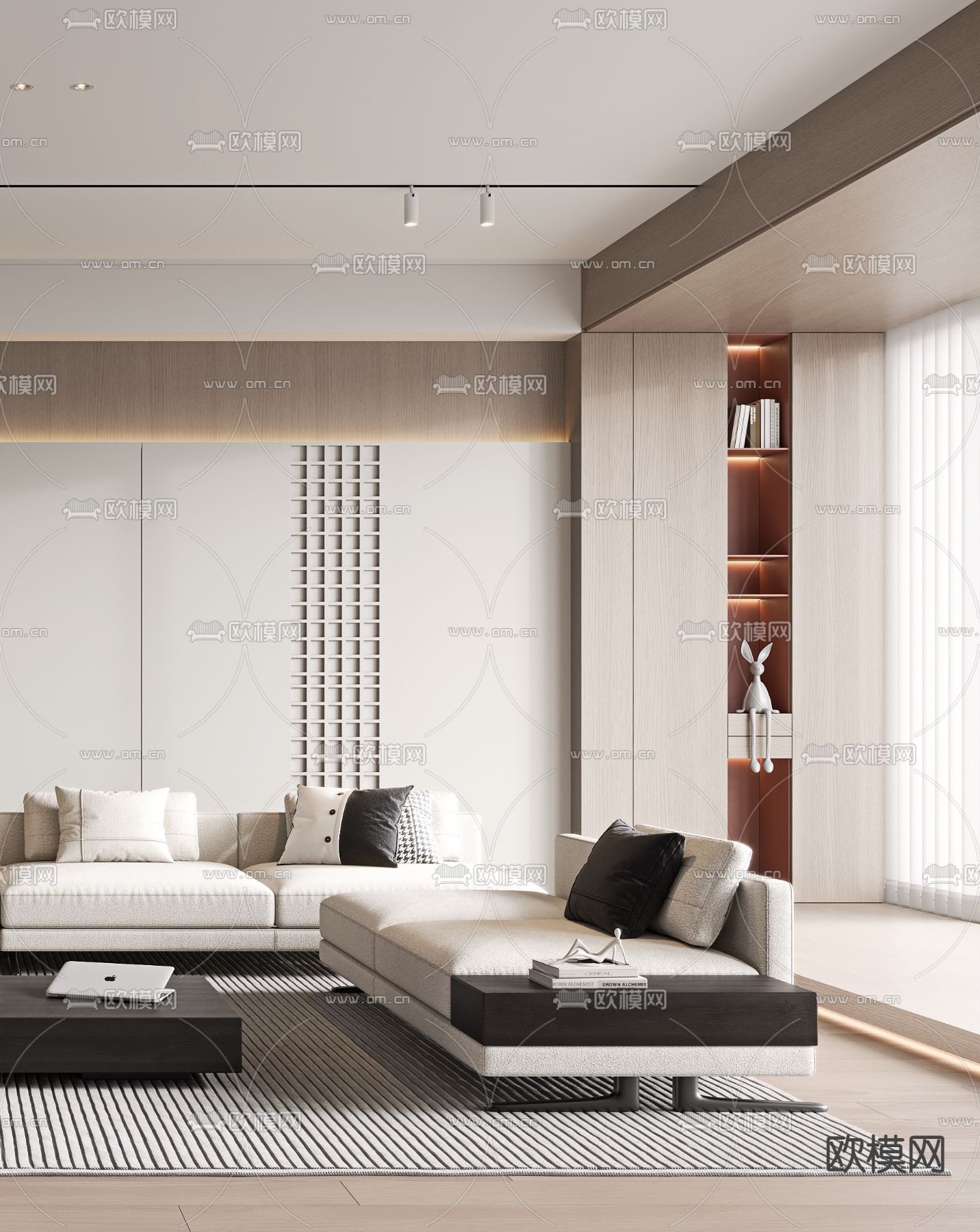 现代客厅3d模型下载（渲染图3）
