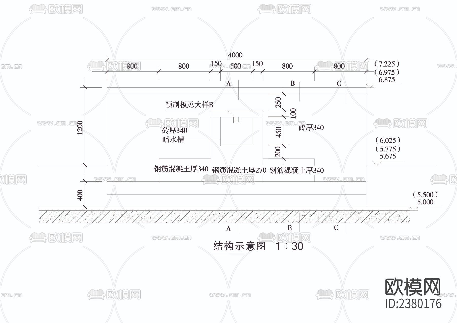 水景墙详图CAD施工图下载（渲染图3）