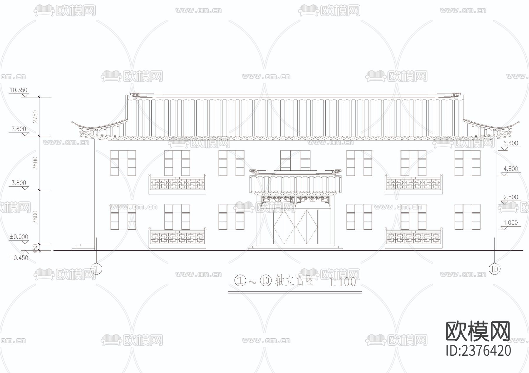 检查院拘留所CAD施工图下载（渲染图3）