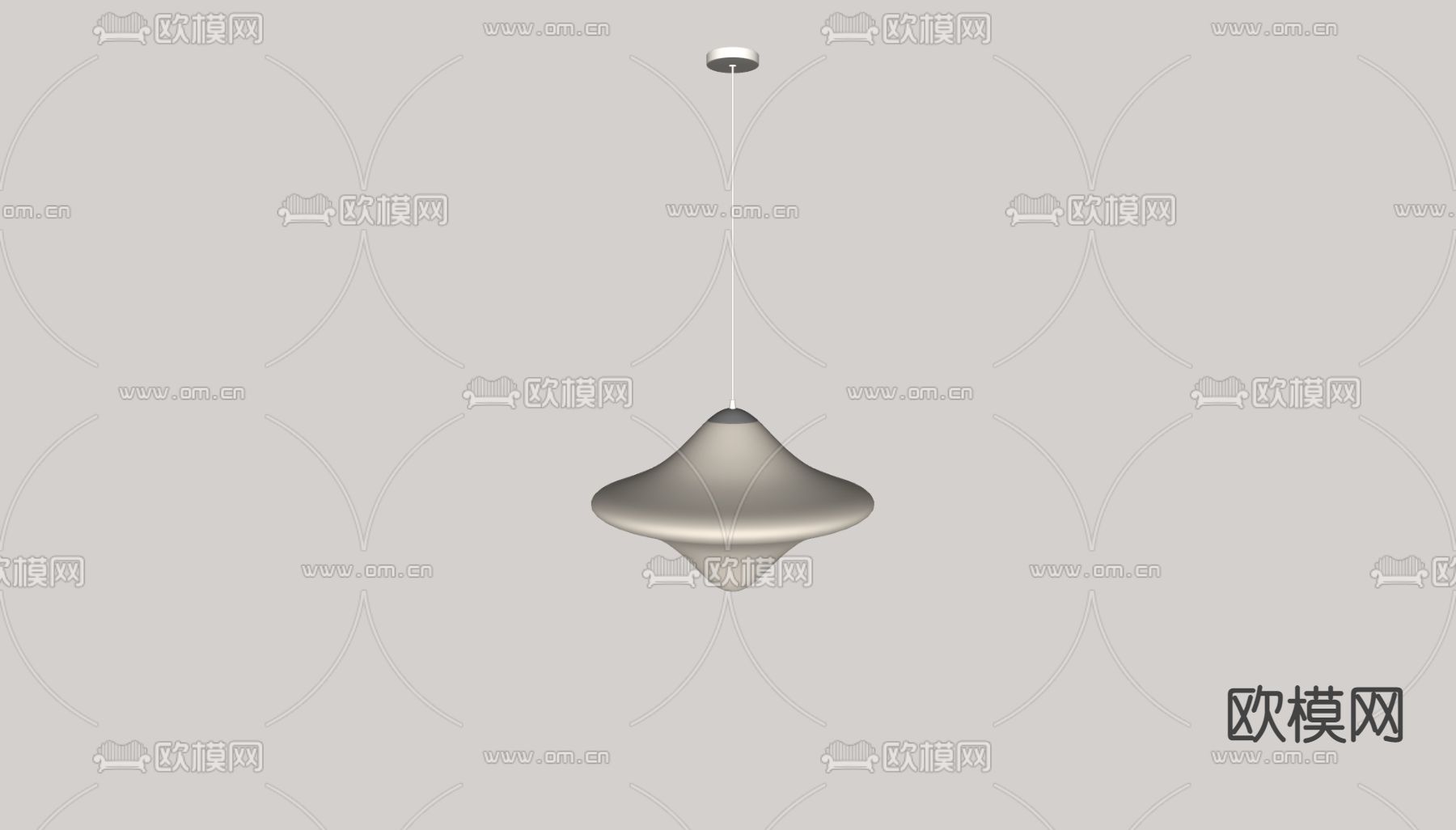 奶油风陀螺吊灯su模型下载（渲染图2）