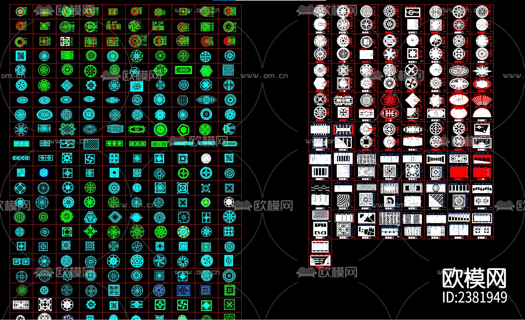 350款地面拼花图案CAD施工图下载（渲染图1）