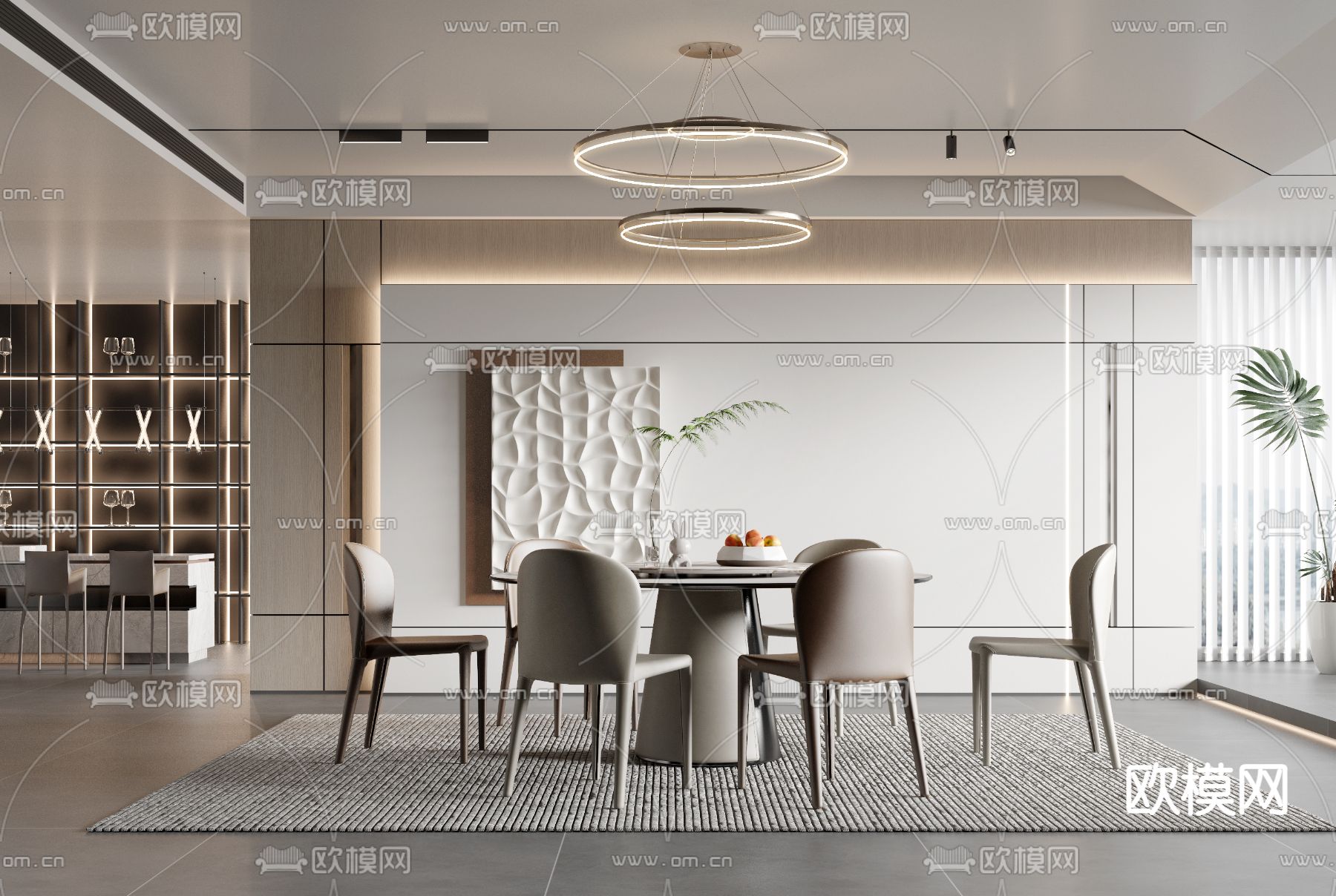 现代餐厅3d模型下载_ID12209586_3dmax免费模型-欧模网