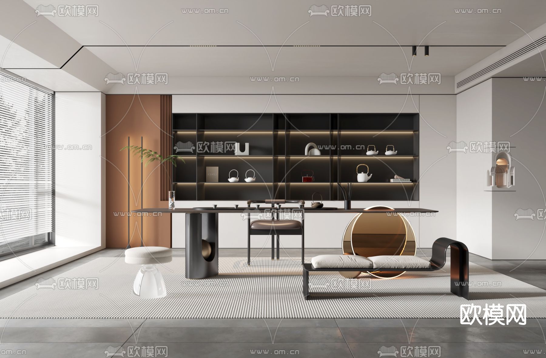 现代茶室3d模型下载