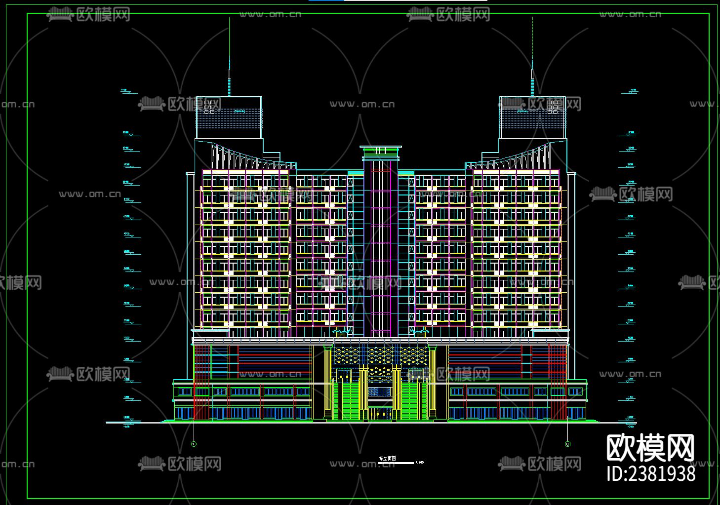 大型酒店建筑CAD施工图下载（渲染图5）