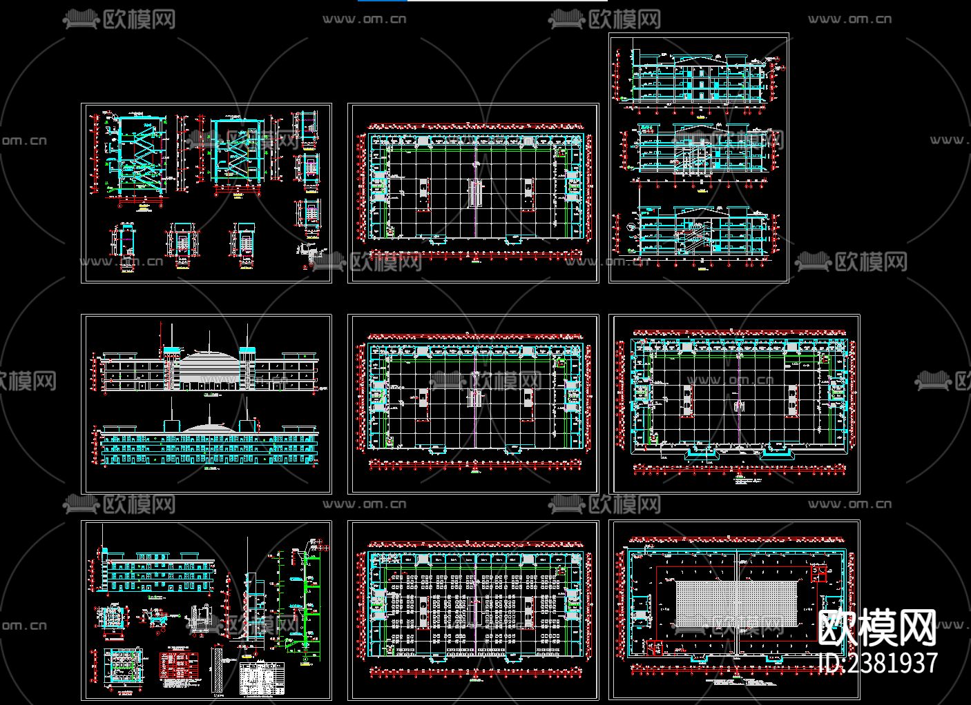 美食城建筑CAD施工图下载（渲染图1）