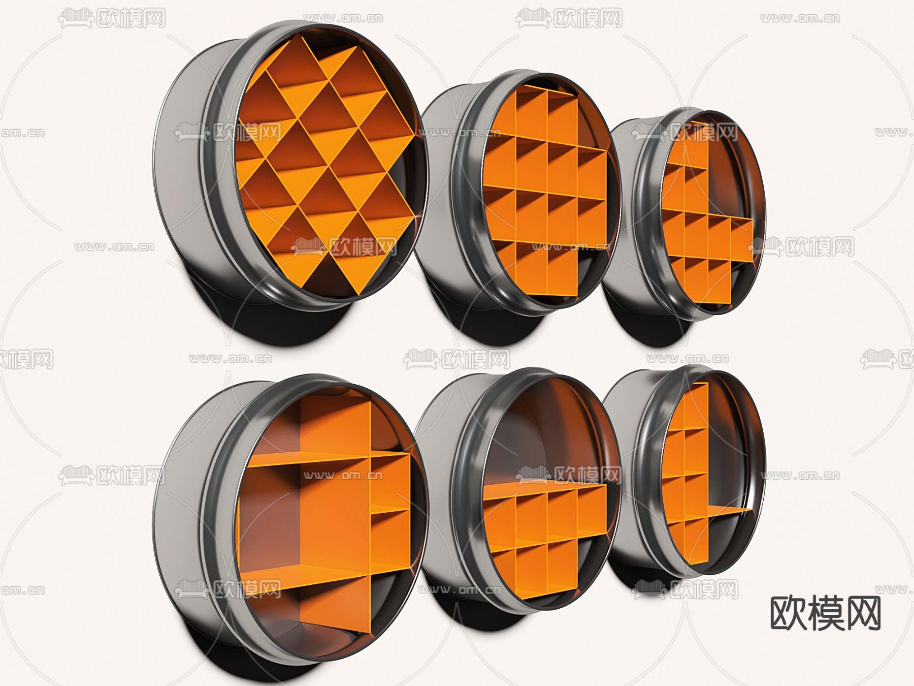 工业风圆形墙面酒架su模型下载（渲染图2）