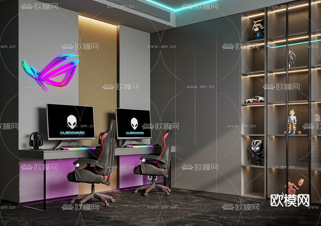 电竞房 游戏室3d模型下载_ID12208806_3dmax免费模型-欧模网