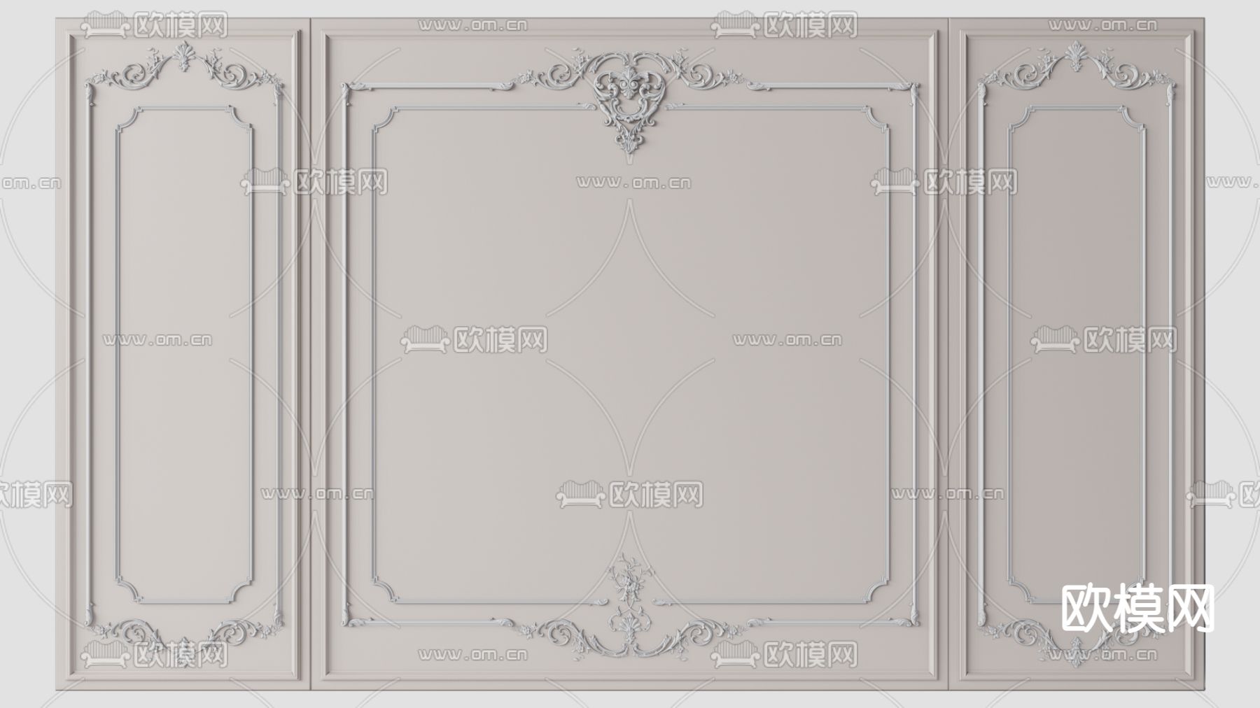 欧式石膏雕花线条su模型下载（渲染图1）