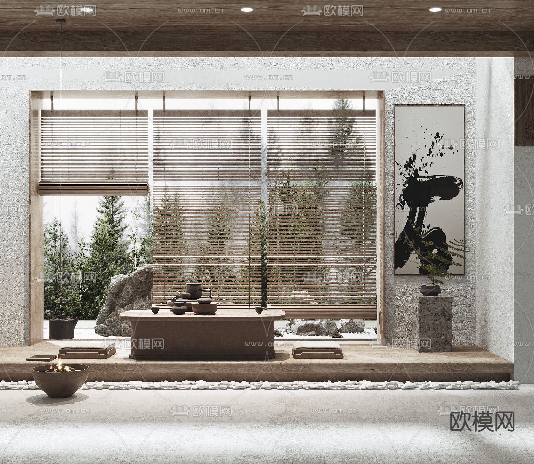 侘寂风茶室3d模型下载_ID12209198_3dmax免费模型-欧模网