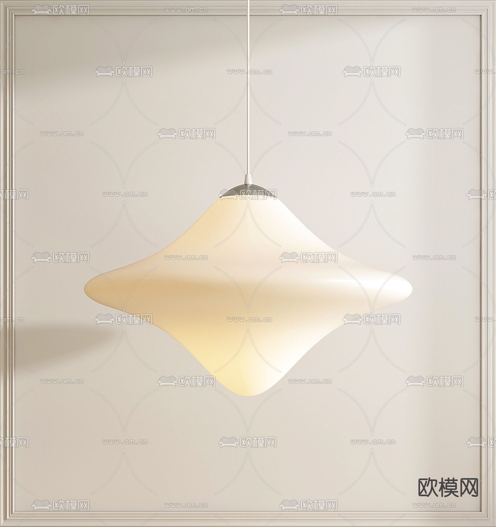 奶油风陀螺吊灯su模型下载（渲染图1）