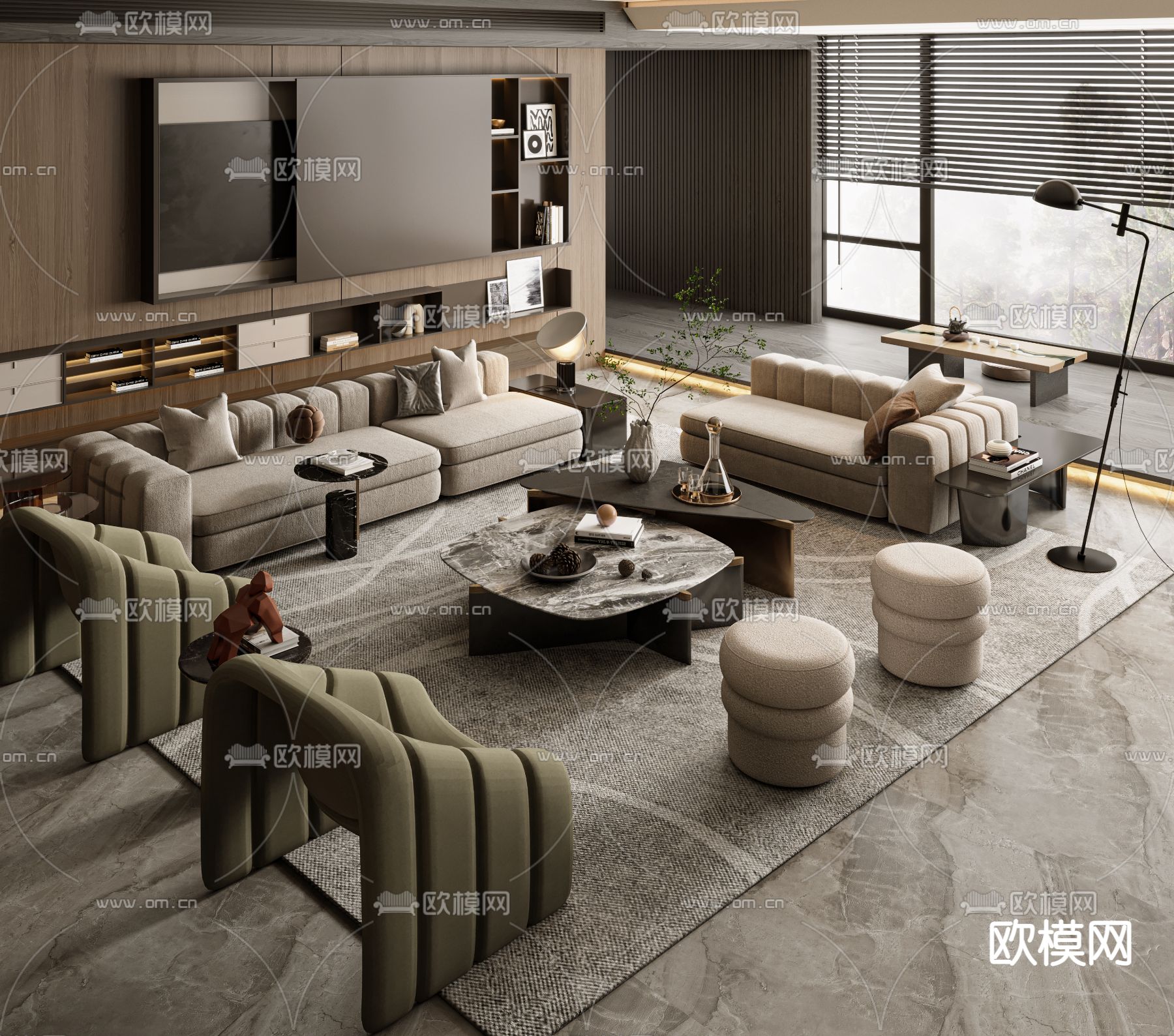 现代组合沙发3d模型下载