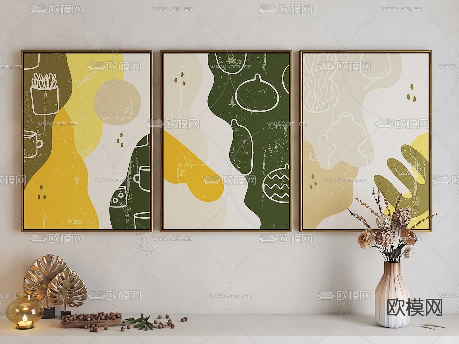 轻奢艺术挂画3d模型下载