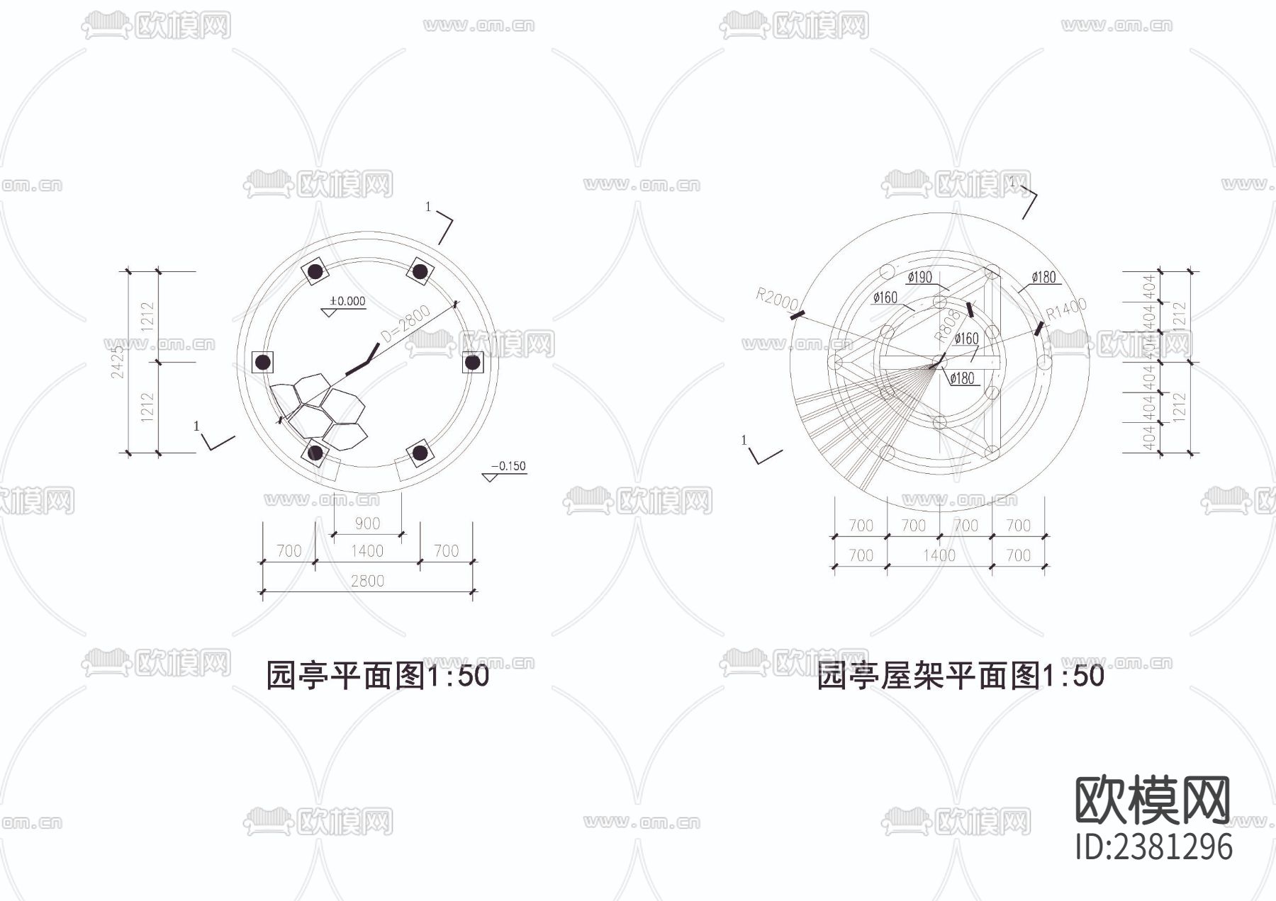 园套亭园亭cad大样图下载（渲染图2）