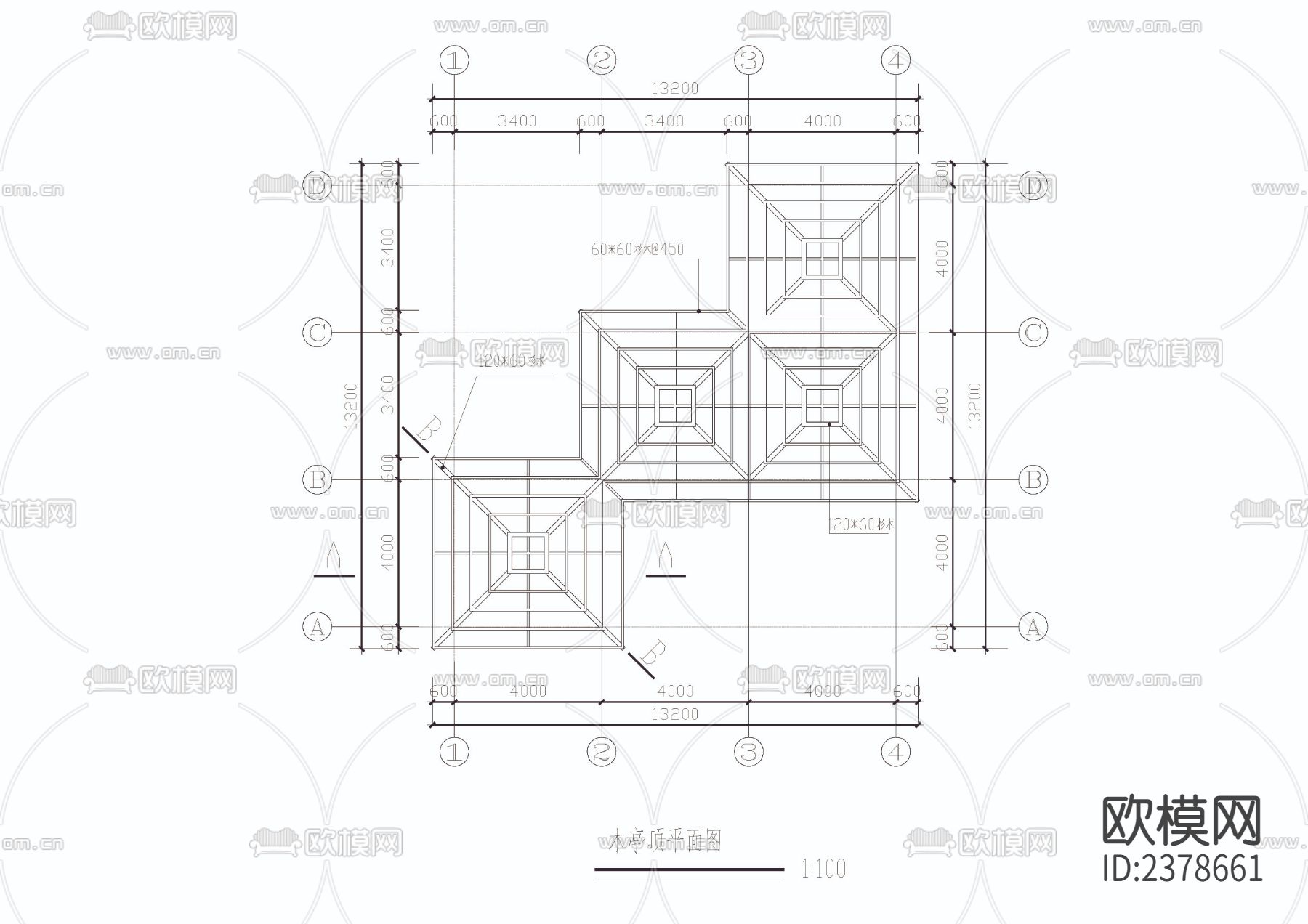 四连木亭CAD节点大样下载（渲染图3）
