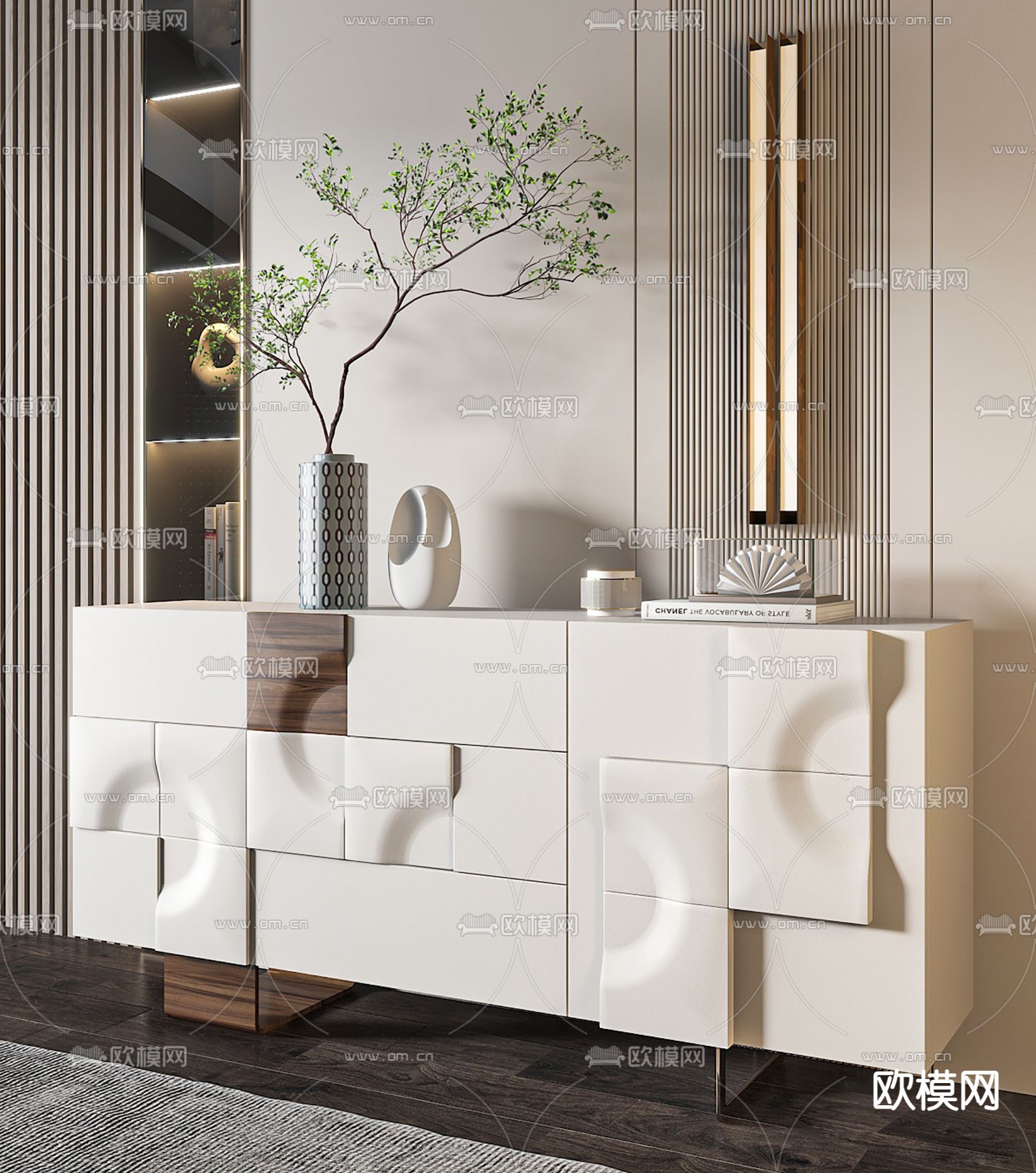 现代玄关柜 端景台su模型下载（渲染图1）