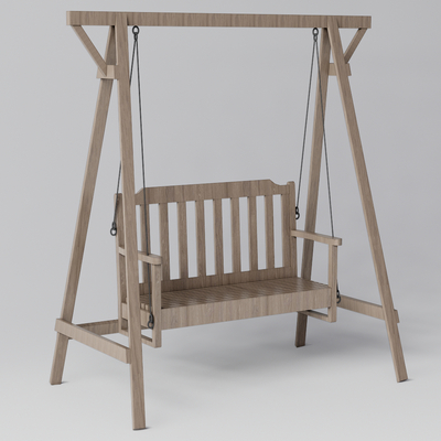  实木秋千 吊椅su模型 