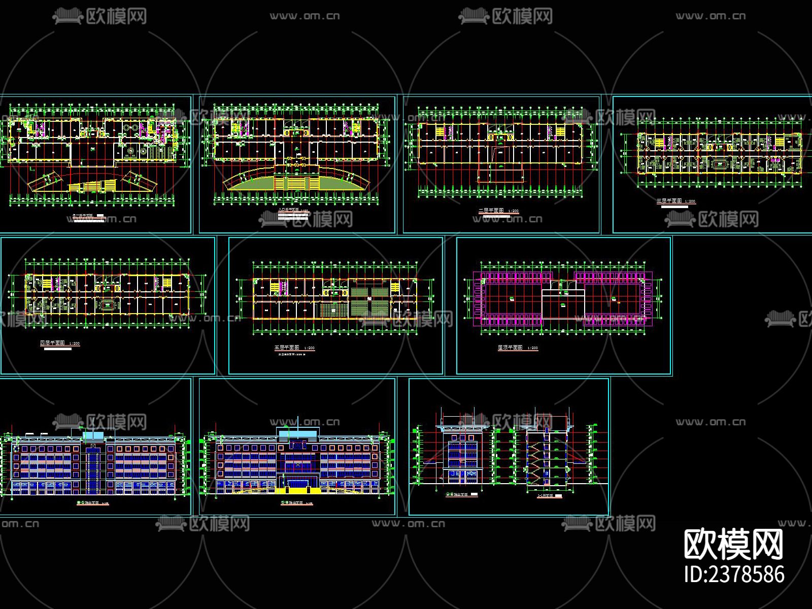 办公楼CAD施工图-免费3dmax模型库-欧模网