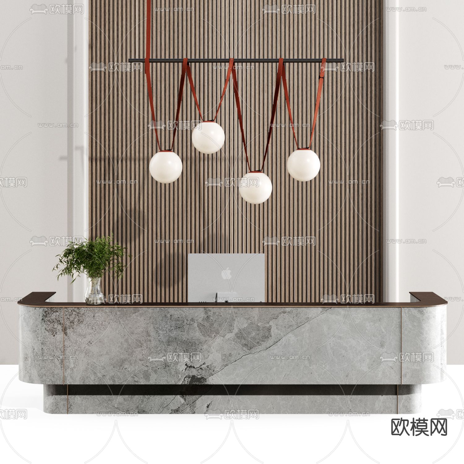 轻奢前台 接待台3d模型下载（渲染图2）
