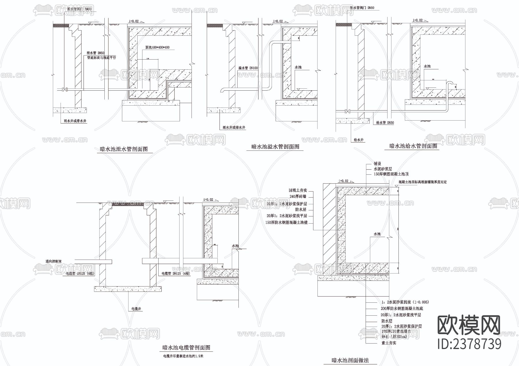 旱喷泉水池详图节点大样下载（渲染图4）
