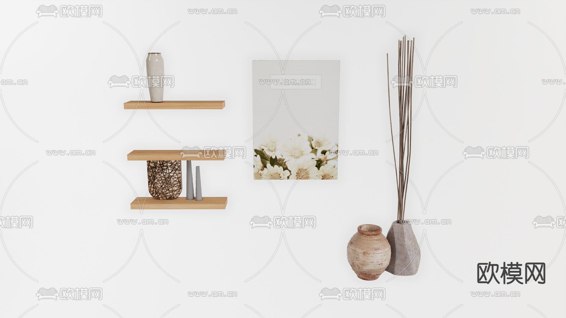 侘寂花瓶饰品摆件su模型下载（渲染图1）