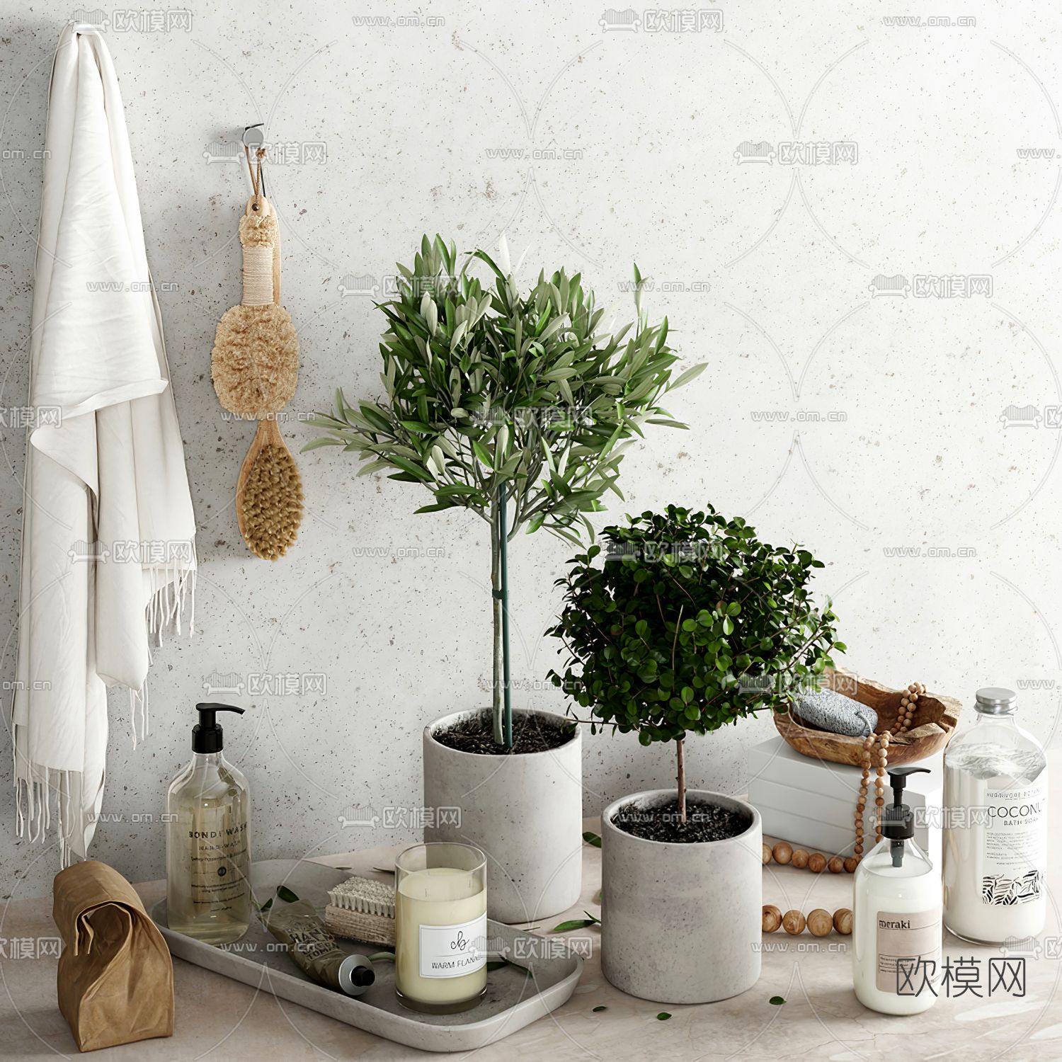 北欧绿植盆栽洗涤用品3d模型下载