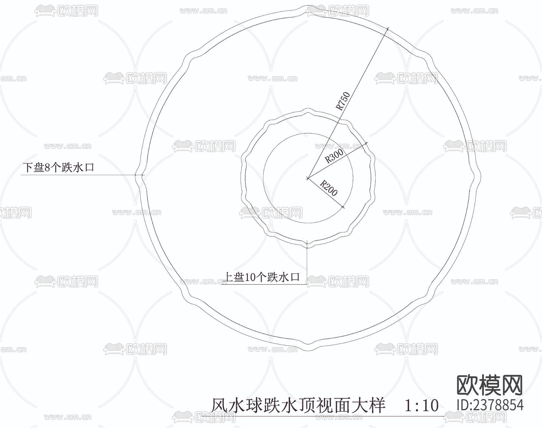 风水球及八卦铺装节点大样下载（渲染图1）