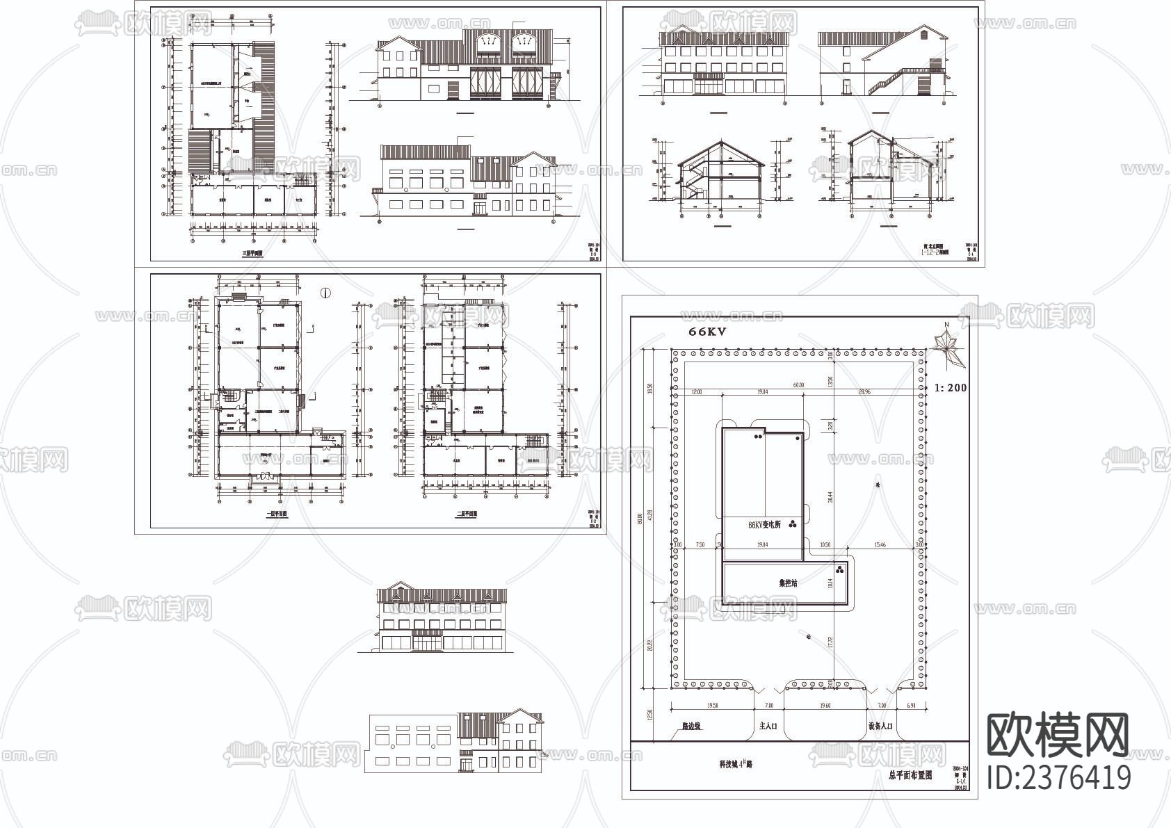 变电站CAD施工图下载（渲染图1）