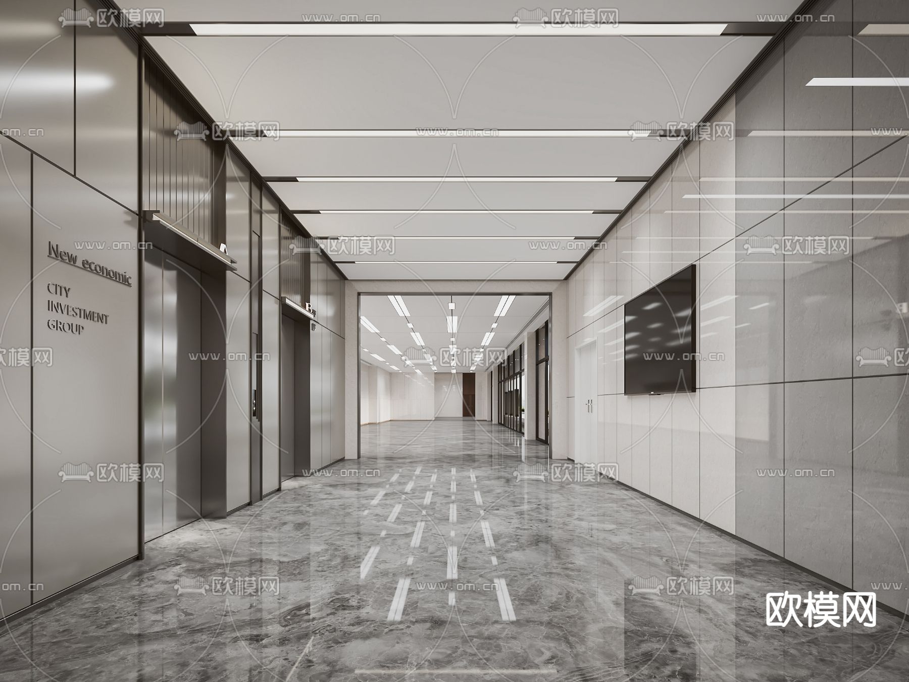 电梯间 电梯厅3d模型下载