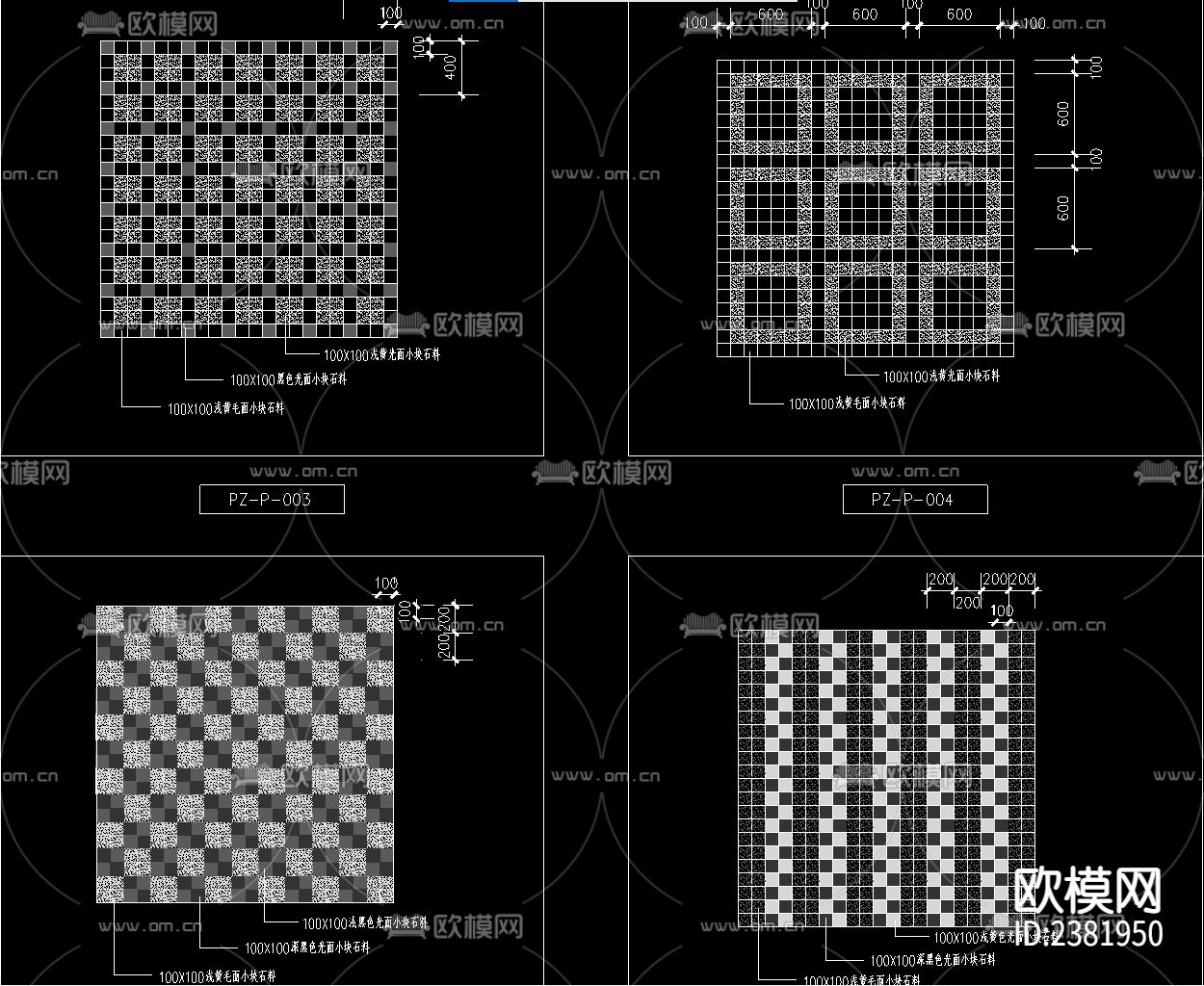 地面铺装100款素材合集CAD施工图下载（渲染图3）