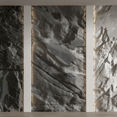 毛石背景墙 护墙板su模型