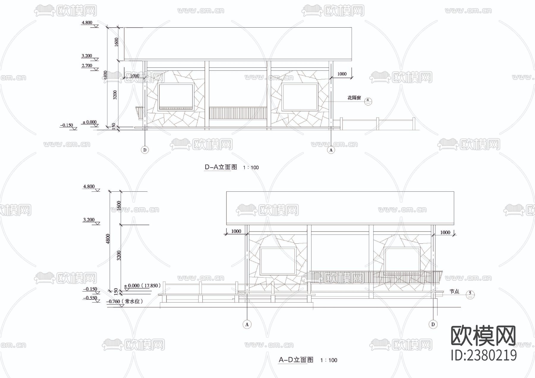 水榭详图CAD施工图下载（渲染图1）