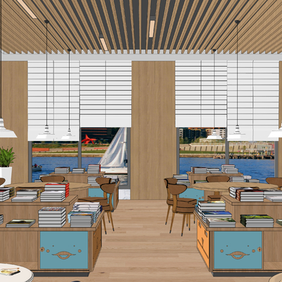 现代儿童图书馆su模型 