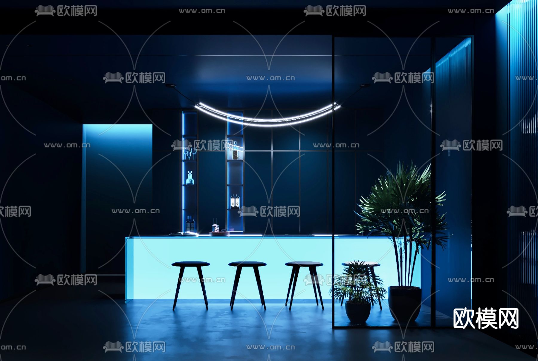 克莱因蓝水吧台3d模型