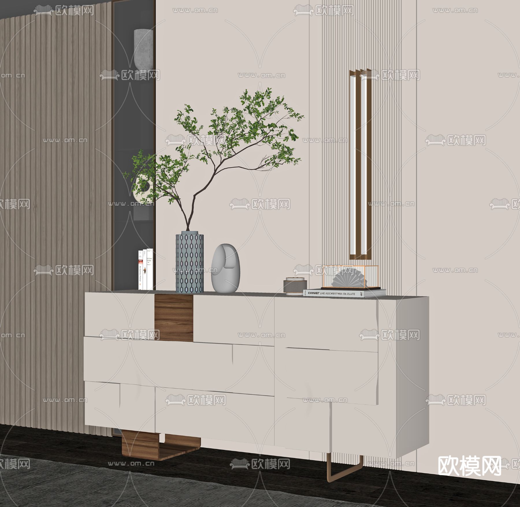 现代玄关柜 端景台su模型下载（渲染图2）