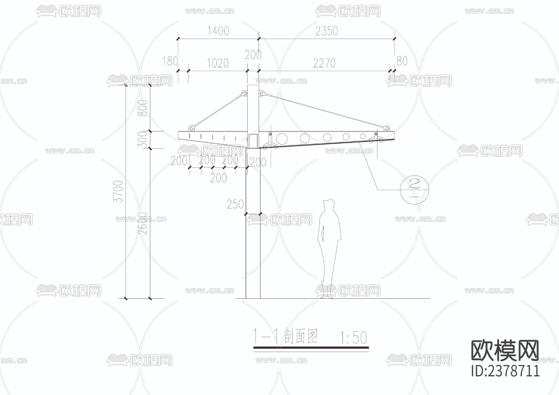 半圆形休息廊架详图节点大样下载（渲染图2）