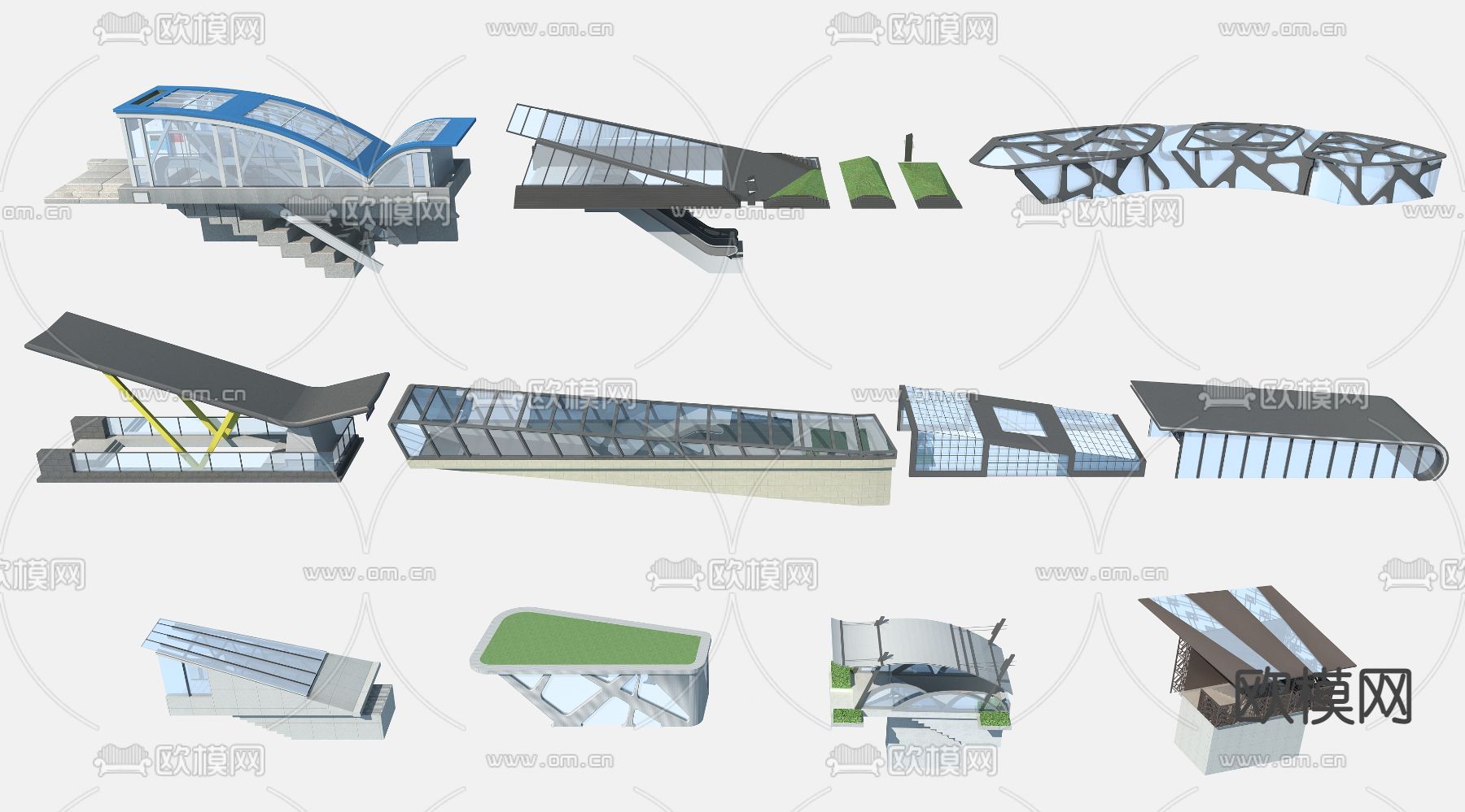 地铁出入口3d模型下载_ID12208610_3dmax免费模型-欧模网