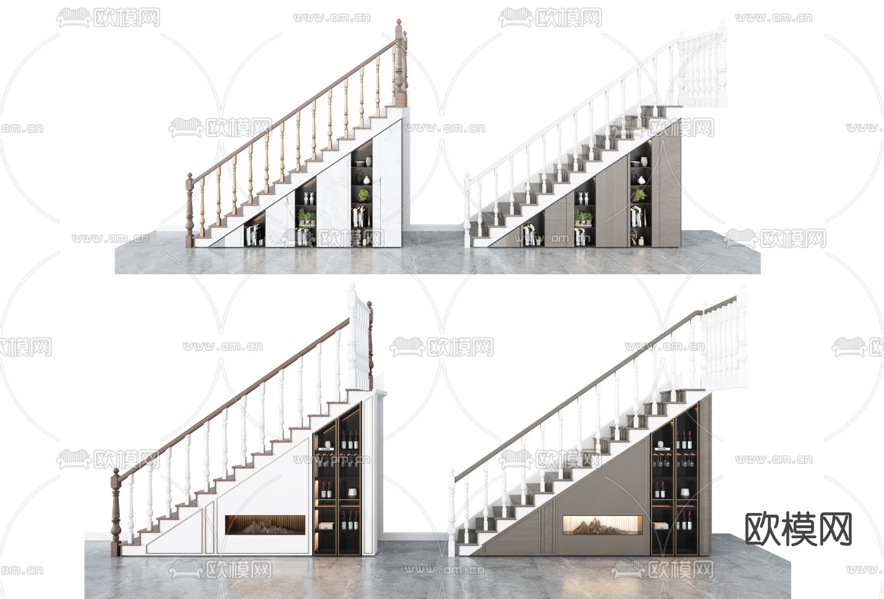 简欧楼梯3d模型下载