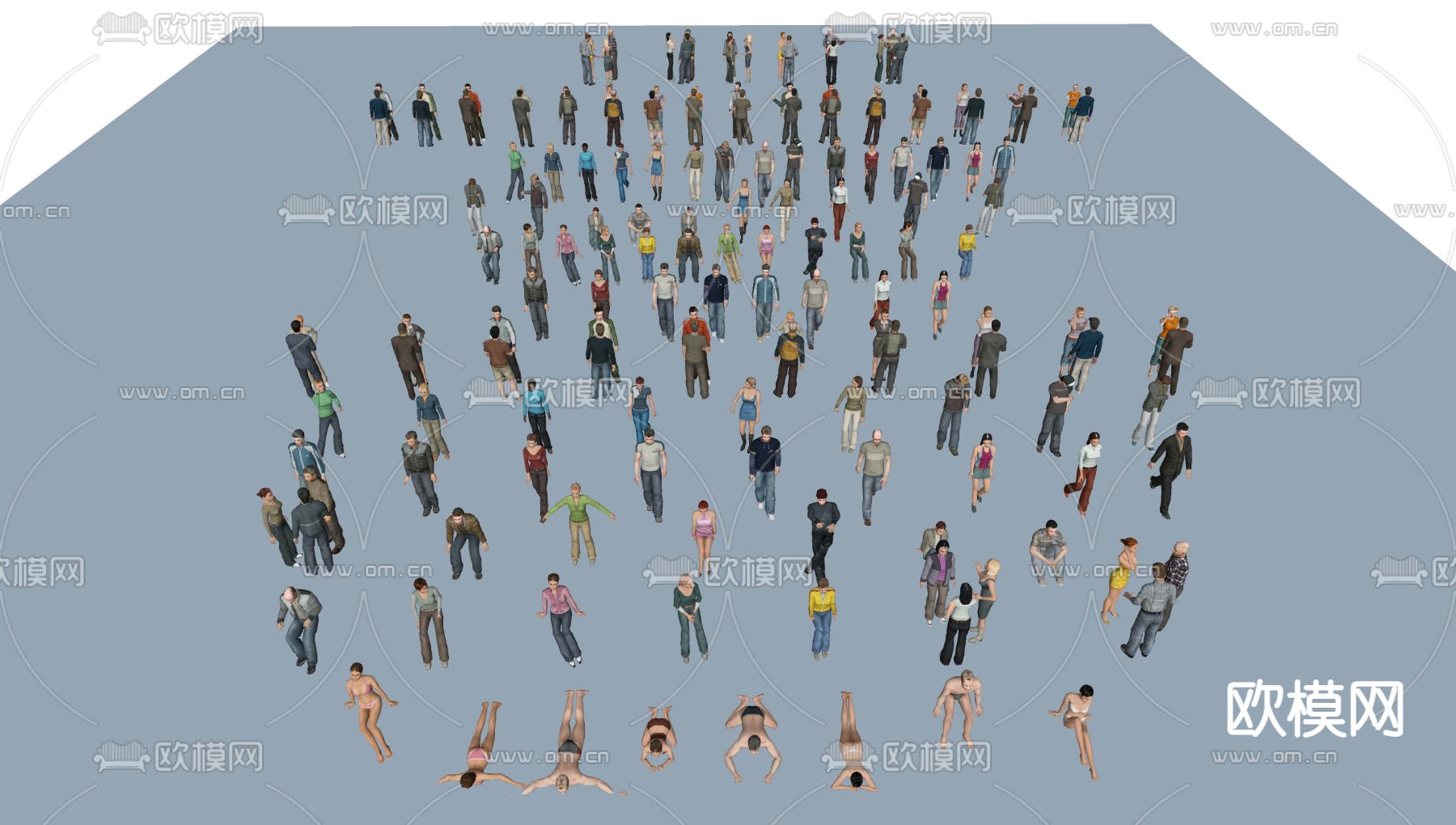 现代男女人物2d组件su模型下载（渲染图3）