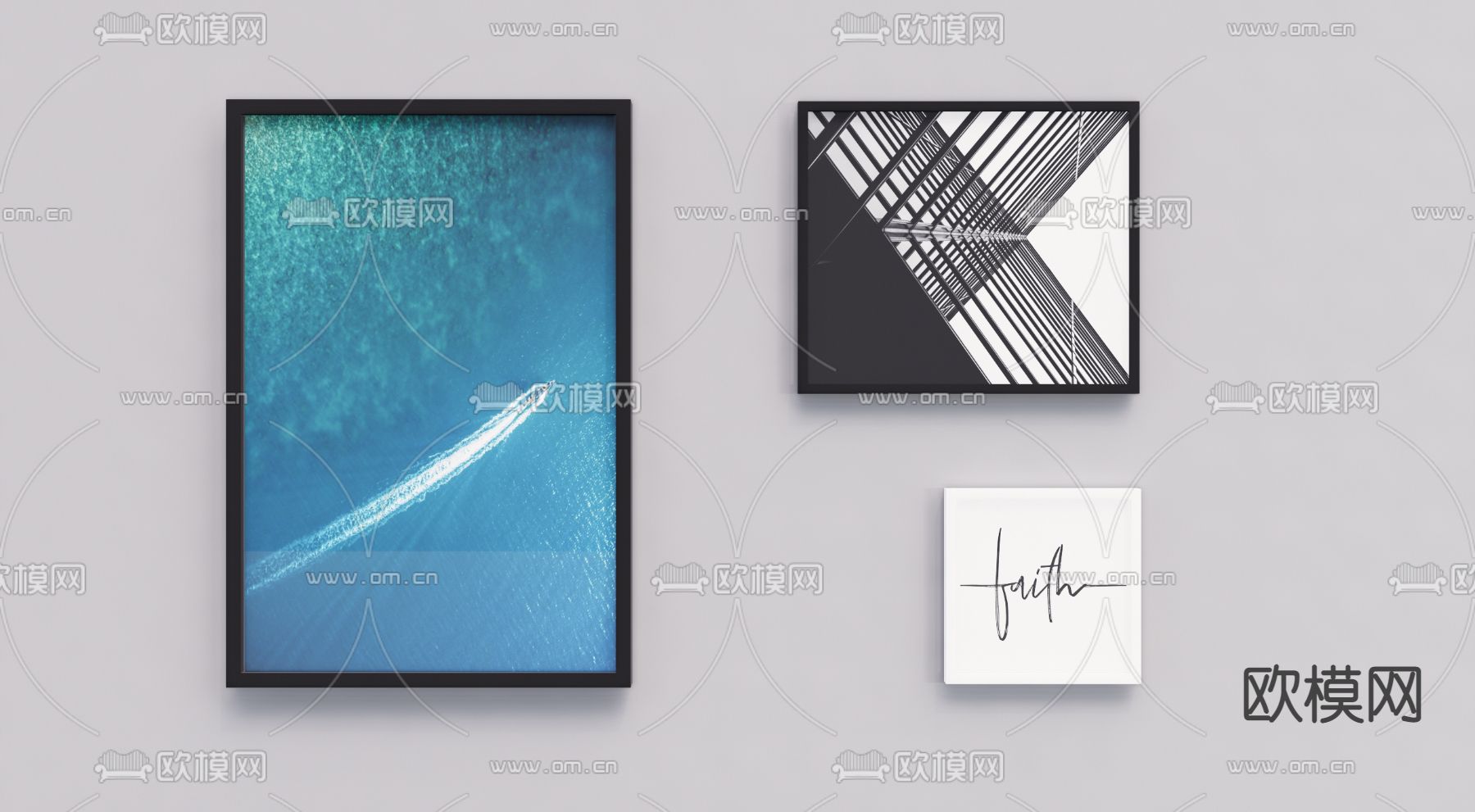 北欧挂画 装饰画su模型下载