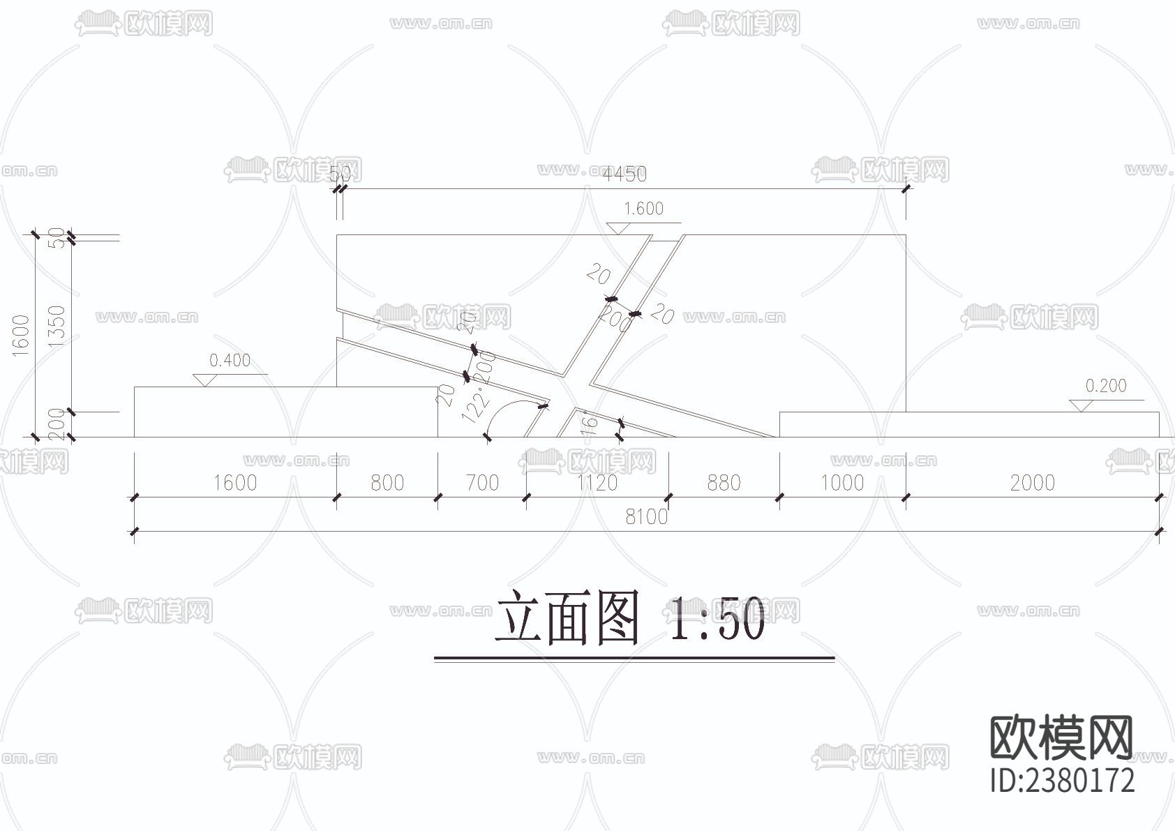 休息平台景墙cad大样图下载（渲染图4）